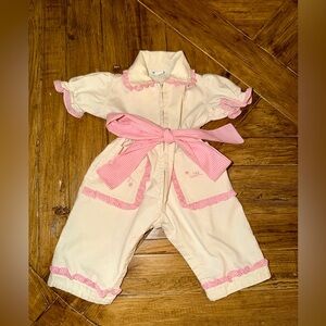 Vintage romper baby Diaper Jeans Denison, Texas cotton one piece  - so sweet